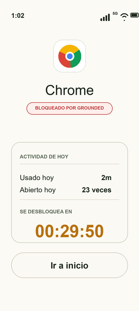 Grounded blocking Chrome with countdown