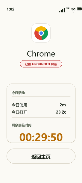 Grounded blocking Chrome with countdown